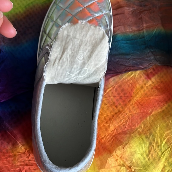 J. Adam's size 8 Quilted Loafers Metallic Silver EUC - Picture 8 of 10